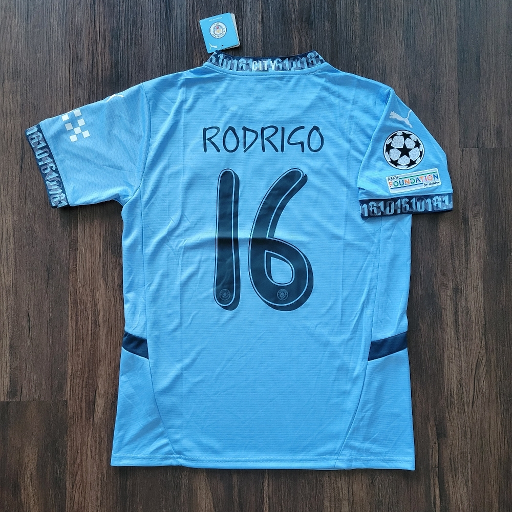 Rodrigo Manchester City Champions League New Men's Home Soccer Jersey